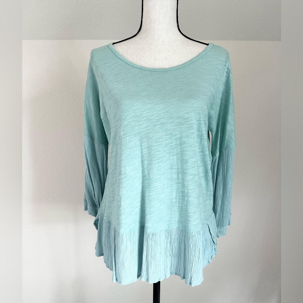 Matilda Jane Size Small Aqua Teal Peplum Top three-Quarter Sleeve ￼